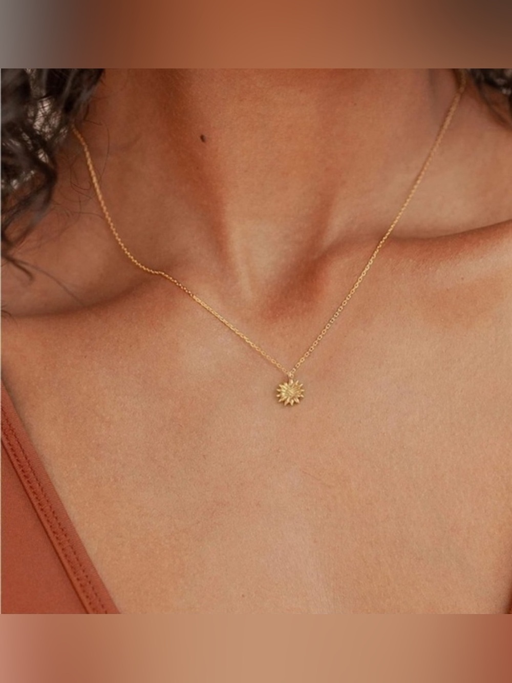 14k Gold Plated Sunflower Pendant Chain Necklace